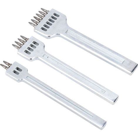 Lot de 3 Poinçons à Gratter Cuir HCS 4mm, Outil de Couture à Pointes 2+4+6, Espacement 4mm (1/5)