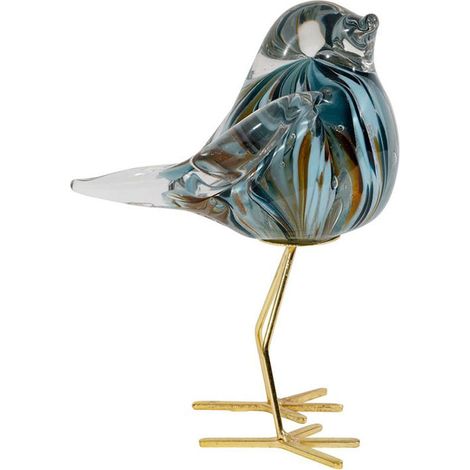 Décoration verre moineau Serin bleu 9x15x11cm (1/4)