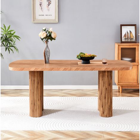 Table à manger 180x90x76 cm en MDF marron, plateau épais pour salle à manger – MEUBLIV (1/5)