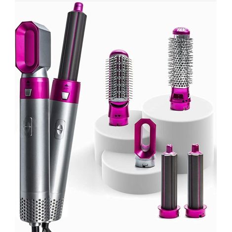 Set di spazzole ad aria calda con spazzola per capelli, bigodino 5 in 1 e spazzola per lisciare i capelli, per tutti i capelli, spazzola rotante