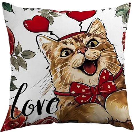 Taie D Oreiller - Motif Coeur - Pour Decoration Festive - Salon Chambre - 45 x 45 cm - Lin (1/5)