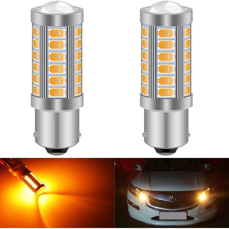 2pcs BAU15S 7507 1156PY PY21W 5630 33-SMD Amber 900 Lumens Super Bright LED Turn Stop Brake Signal Signal Light Bulb 12V 3.6W (1/5)