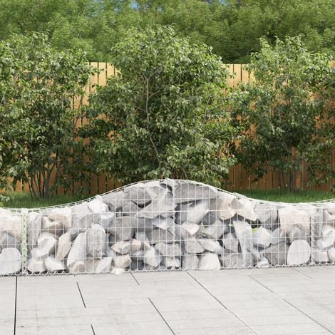 Set 4 cestini per gabbioni recinzione a gabbia muro di contenimento ad arco 200 x 30 x 40/60 cm ferro zincato Argento 020041431