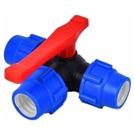 Vanne À Bille D'arrêt,32mm Robinet À Tournant Sphérique À Trois Voies À Connexion Rapide PVC PE Tuyau À Interrupteur Rapide Connecteur en T (Size : 32mm,Couleur: bleu noir aléatoire) (1/4)