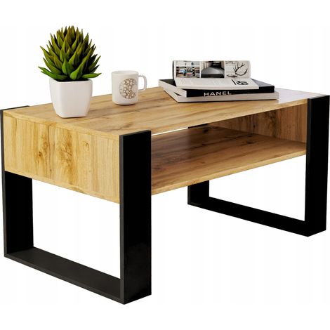 Mesa de centro Wotan OAK de 90x50cm, estilo retro loft. (1/5)