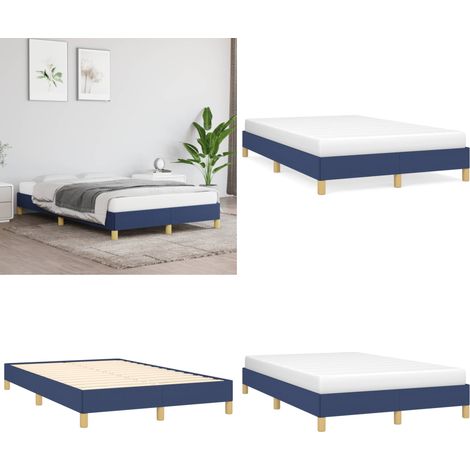 Bettgestell ohne Matratze Blau 120x190 cm Stoff - Bettrahmen - Doppelbett - Lattenrost - Massivholzbette - Holzbetten - Home & Living (1/5)