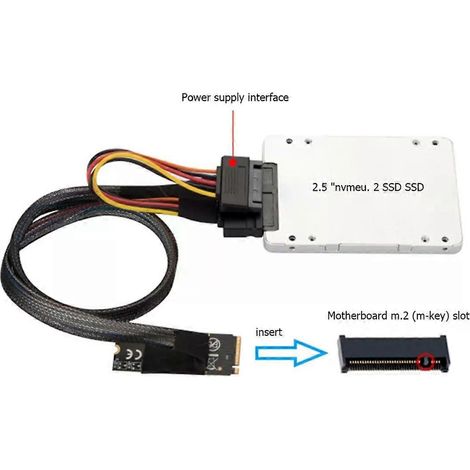 JETZT ERHÄLTLICH M2TO8639 M2 M-Key auf U2 SFF-8639 Adapterkabel mit SATA 15-Pin Buchse (1/4)