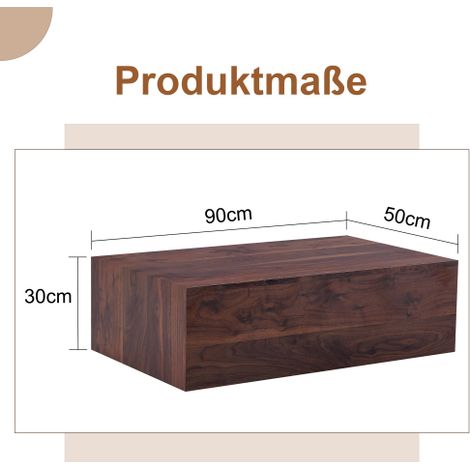Table basse rectangulaire avec finition effet bois de noyer. Matériau : Panneau de fibres à densité moyenne (MDF). Aucun assemblage requis. Dotée de patins antidérapants à la base. (1/4)