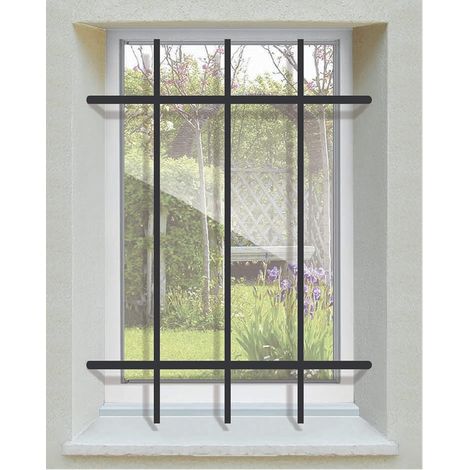 1 - Grille De Défense - Acier Prépeint - Protection Fenêtre - Fixation Par Scellement - Noir - 95x60cm
