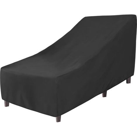 Beach lounge chair cover - Waterproof, windproof and UV resistant - Black - 200 x 70 x 40 x 68 cm (1/5)