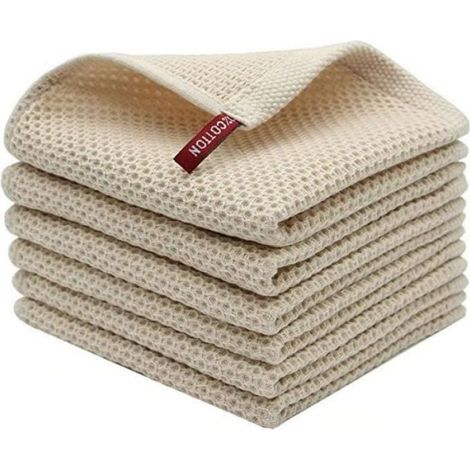 Torchon Cuisine Coton Vaisselle Torchons De Cuisine Torchon Vaisselle 33 x 33cm Lot De 6 Beige (1/4)
