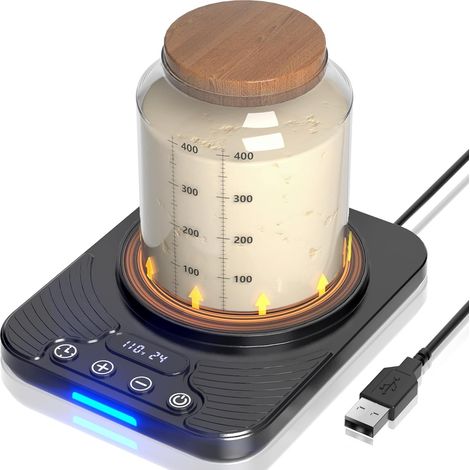Sauerteigstarterwärmer, präzise in 1°C einstellbar (21-43°C), Heizmatte für Sauerteig mit 24-Stunden-Timer und Speicherfunktion, perfekt zum Backen und für die Sauerteigfermentation zu Hause (Schwarz) (1/5)