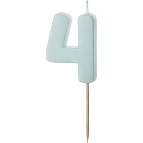 Bougie d'anniversaire numéro 4, bleu clair, 5,5 cm (1/3)
