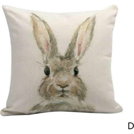 Taie d'oreiller en lin, motif créatif de lapin, taie d'oreiller cadeau