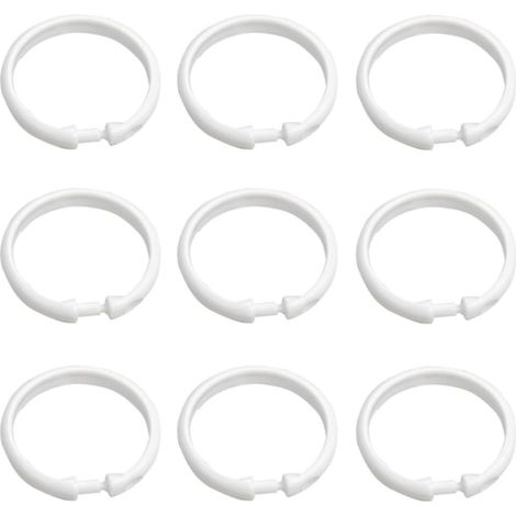 Anneaux de Rideau de Bain Ovales Lot de 24 Pièces en Plastique Blanc 24 Facile à Installer Utiliser pour Salle de Bain (1/5)
