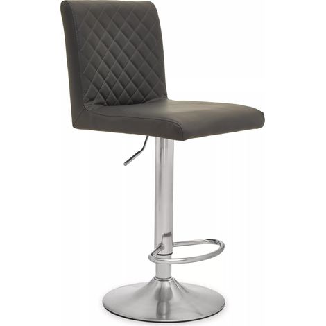 Premier Housewares Baina Dark Grey Chrome Bar Stool With Round Base