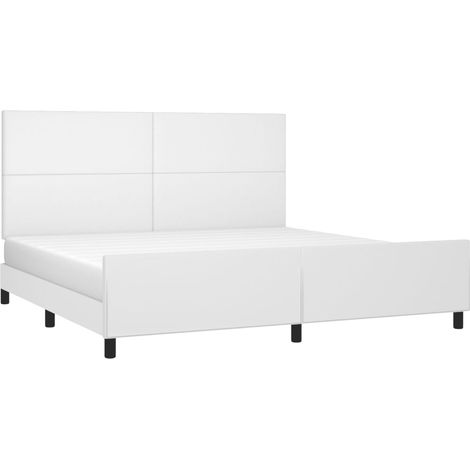 Cadre de lit avec tête de lit Blanc 200x200 cm Similicuir (1/5)