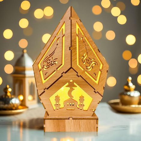 Lampada LED Decorativa Legno Ramadan Eid Mubarak 22 x 14 cm (1/5)