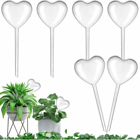 6 Grandes Boules D'Arrosage - 25X10Cm Boules D'Arrosage Pour Plantes Coeur Plantes En Pot Boules D'Arrosage En Pvc Auto-Arrosantes Distributeur D'Eau Pour Plantes En Vacances Pour Un Arrosage Dosé