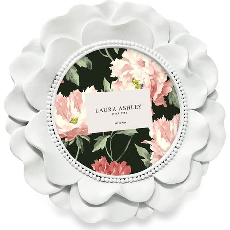 Cadre photo rond en résine avec bordure perlée, pour table et décoration murale, 10 x 10 cm, blanc (1/4)