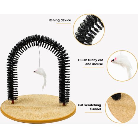 Brosse de toilettage pour chat avec arche intégrée, masseur pour le dos du chat, brosse amovible pour les poils du chat et griffoir pour le visage. (1/5)