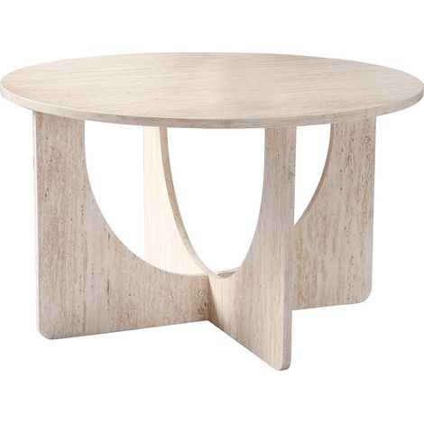 Calicosy – Table basse ronde 70 cm – Décor travertin – Style contemporain – Pieds sculpturaux pour stabilité – Hauteur 42 cm (1/5)