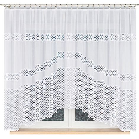 Adrianna - rideau prêt à poser - blanc - à lamelles ajourées - 300 x 160 (1/5)