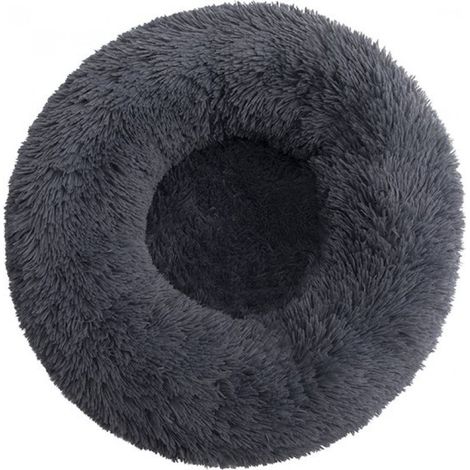 Coussin 40 cm avec housse lavable - Anthracite gris foncé - Coussin pour chien et chat - Panier rond en forme de donut pour chat et chiot gris foncé