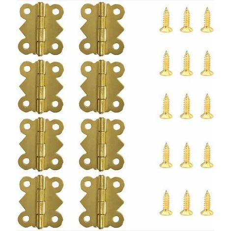 Charnière pour meuble,50 Pièces Charnières Mini Papillon Charnières Laiton Rétro avec 200 pièces Vis de remplacement (20x 17mm)