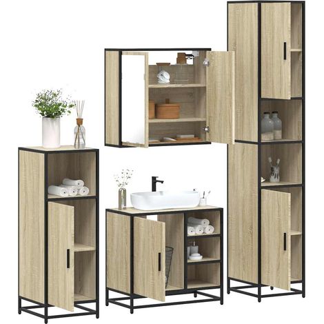 Juego de muebles de baño 4 pzas contrachapada roble