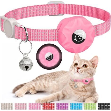 Collier GPS pour chat (amovible, avec clochette) (rose) Pile bouton (1/5)