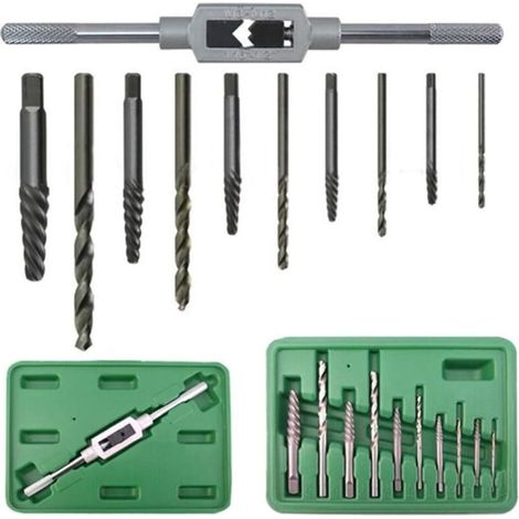 Ausdreher-Set für beschädigte Schrauben, 11-teilig/Zum Entfernen von Kopfschrauben, Bolzen und Gewindebohrern/Verstellbare Gewindebohrer