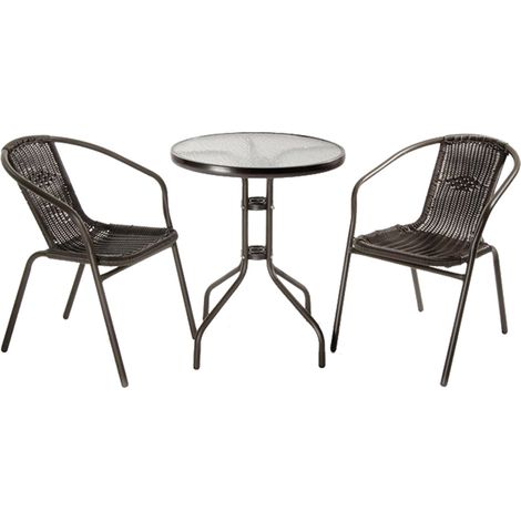 SET GIARDINO IN POLYRATTAN 'ACHILLE' colore marrone/antracite  - LIF