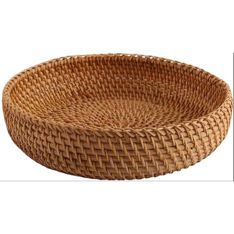 Automne Fait à la Main en Rotin Tissant Un Panier de Rangement Rond à Fruits Pain pour des Aliments de Cuisine Pique-Nique Divers Contenant (1/5)