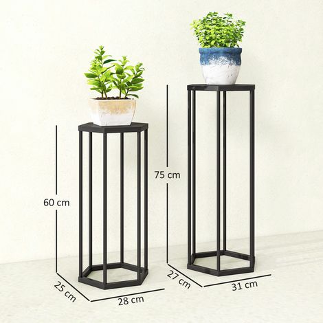 2er-Set Pflanzständer für Innen- und Außenbereich, Hexagonale Metall-Blumentopfhalter für Garten, Terrasse, Balkon (1/5)