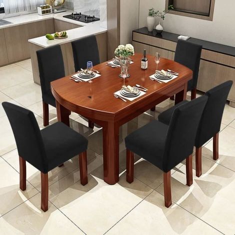 Housse De Chaise - Polyester Extensible - Pour Salle À Manger Mariage Banquet - Hauteur Dos 40-50 Cm - Lot De 4 (1/4)