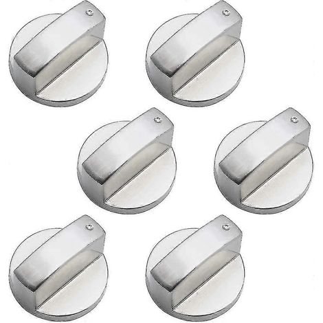 Lot de 6 boutons de commande universels en métal pour cuisinière à gaz, 6 mm, compatibles avec les plaques de cuisson, fours et cuisinières à gaz (P20250110920) (1/5)