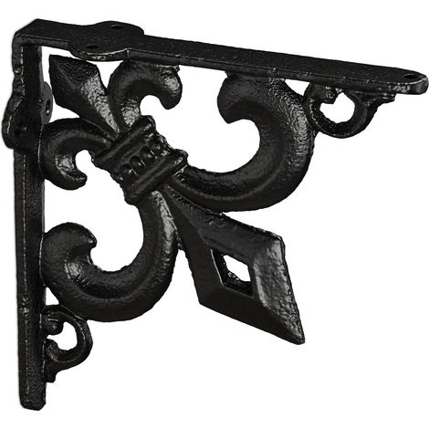Set di 2 staffe da parete decorative vintage 14,5 x 3,5 x 14,5 cm in ghisa bianca 130009209