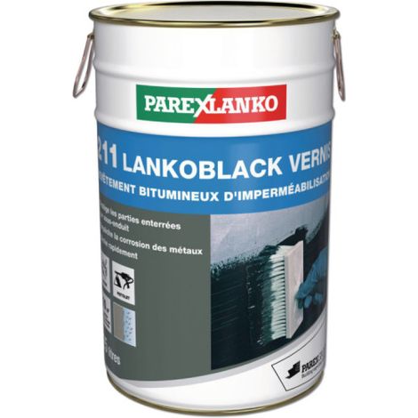 Parexlanko – Vernis bitumineux noir 25L – Imperméabilisant pour surfaces – Protection contre l'eau et corrosion – Application facile