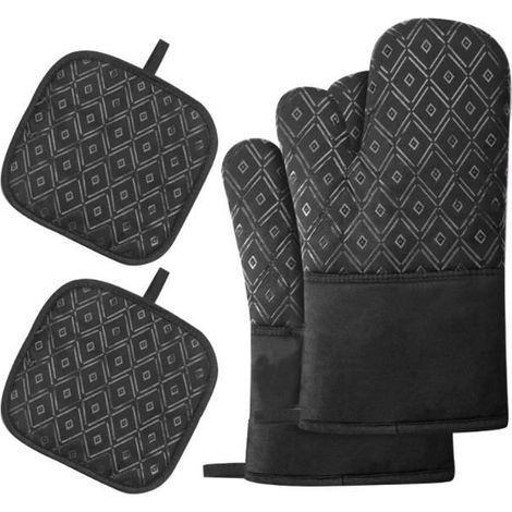 Ofenhandschuhe, Topflappen, Küchenhandschuhe – 4-teiliges Set, hitzebeständig
