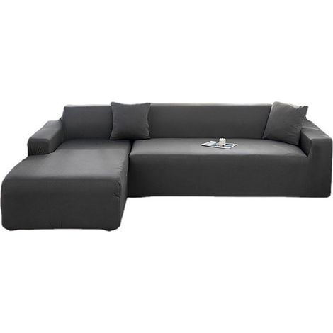 Housse imperméable pour canapé d'angle en forme de L - Housse de canapé d'angle en tissu extensible confortable - Housse et protection pour canapé noir - 145 x 185 cm - Housse imperméable pour canapé (1/5)