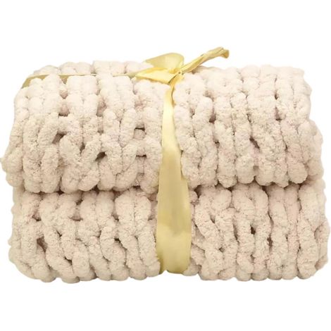 Jeté décoratif en maille chenille 50 x 50 cm – – Couverture tricot épaisse et douce pour canapé. fauteuil et chambre (1/5)