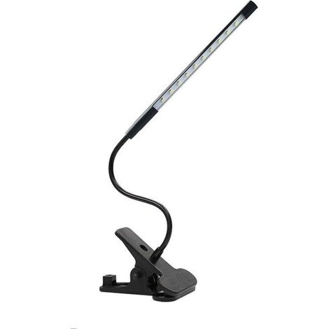 Lampe de lecture LED réglable, petite lampe de table, lampe de chevet USB à pince, convient pour bureau, tête de lit, établi, pupitre (noir) (1/4)