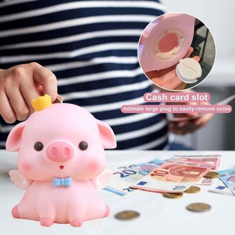 Tirelire Cochon - En Plastique - Pour Enfants - 11 x 10,5 x 9,5 cm - Rose - 1 Pièce (1/5)