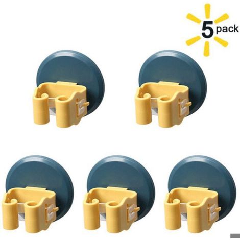 Lot de 5 supports de balai à vadrouille, pinces à balai murales, auto-adhésifs sans perçage, crochets utilitaires super antidérapa