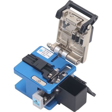 Kit d'outils de clivage de fibre optique, coupeuse optique de haute précision, soudage à froid et fusion à chaud, avec boîte de rangement pour câbles FC‑6S Bleu (1/5)