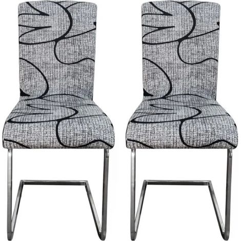 Lot de 2 Housses de chaise, Extensible et Imprimé, Polyester et Spandex, Lavable en machine, Pour restaurant et hôtel (1/5)