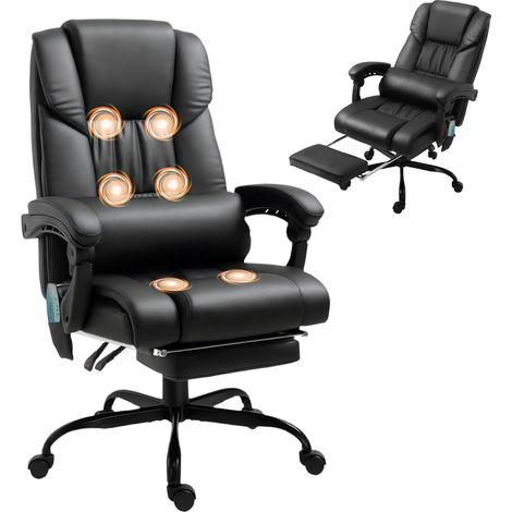 Sedia da ufficio ergonomica Irovami con funzione massaggio, poggiapiedi, schienale alto, supporto lombare, nera