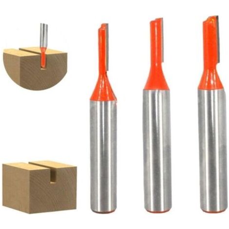 Fraise Droite à Queue de 8 mm, 3 Pièces Fraise Droite Defonceuse, Fraise a Rainurer à Tige, Fraise à Bois Outils de Fraisage du Bois, Outil de Travail Du Bois, Diamètre de Coupe 3mm/ 4mm/ 5mm (1/5)