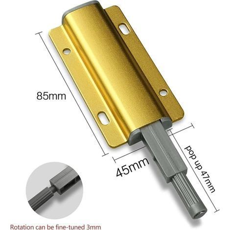 2 Pack Single Push Magnetic Door Catch for Drawer and Cabinet Closer-Gold (1/5)